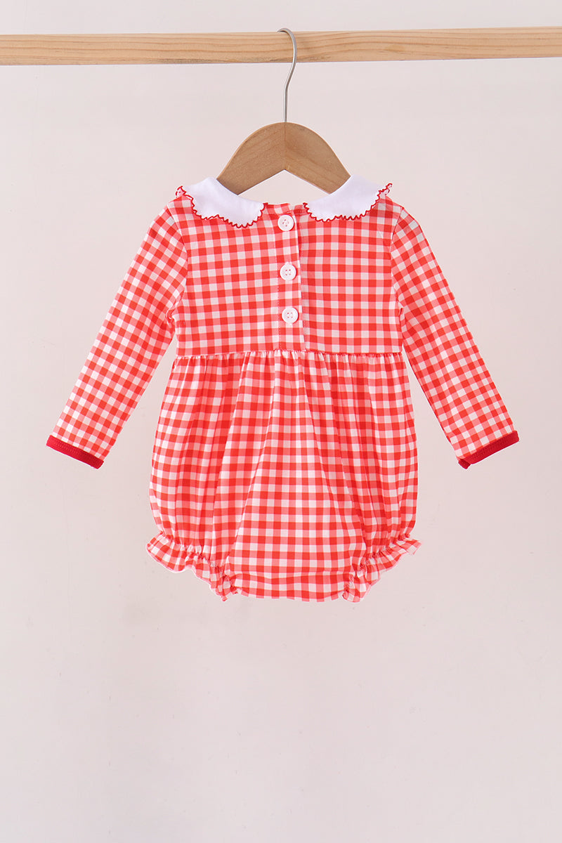 Red Football Smocked Gingham Bubble - Aaria Tees Aaria Tees
