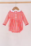 Red Football Smocked Gingham Bubble - Aaria Tees Aaria Tees