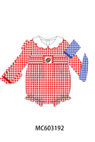 Red Football Smocked Gingham Bubble Aaria Tees