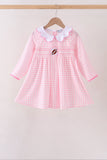 Pink Football Smocked Gingham Dress Aaria Tees