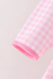 Pink Football Smocked Gingham Dress Aaria Tees
