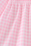 Pink Football Smocked Gingham Dress Aaria Tees