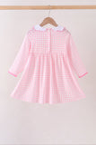 Pink Football Smocked Gingham Dress Aaria Tees