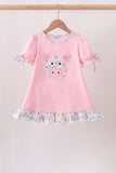 Pink Piggy Applique Ruffle Dress Aaria Tees