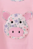 Pink Piggy Applique Ruffle Dress Aaria Tees
