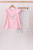 Pink Piggy Applique Ruffle Pants Set Aaria Tees