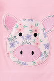 Pink Piggy Applique Ruffle Skorts Set Aaria Tees