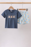 Blue Pumpkin Embroidery Shorts Set Aaria Tees
