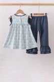 Blue Pumpkin Embroidery Ruffle Pants Set Aaria Tees