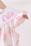 Pink Touchdown Smocked Ruffle Bubble Aaria Tees