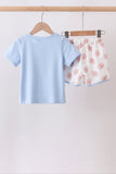 Blue Touchdown Embroidery Football Shorts Set Aaria Tees