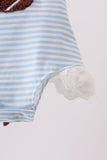 Blue Football French Knot Stripe Lace Bubble Aaria Tees