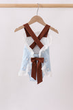 Blue Football French Knot Stripe Lace Bubble Aaria Tees