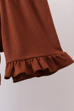 Blue Stripe Football French Knot Ruffle Shorts Set Aaria Tees