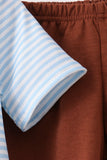 Blue Stripe Football French Knot Shorts Set Aaria Tees