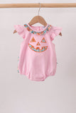 Pink Jack-O-Lantern Applique Ruffle Bubble - Aaria Tees Aaria Tees