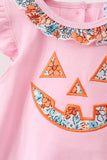 Pink Jack-O-Lantern Applique Ruffle Bubble - Aaria Tees Aaria Tees