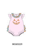 Pink Jack-O-Lantern Applique Ruffle Bubble Aaria Tees