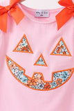 Pink Jack-O-Lantern Applique Bloomer Set Aaria Tees