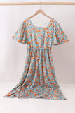 Orange Floral Mom Dress Aaria Tees