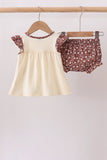 Brown Mallard Applique Ruffle Bloomer Set Aaria Tees