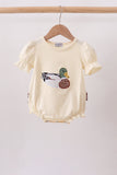 Brown Mallard Applique Ruffle Bubble Aaria Tees