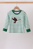 Blue Stripe Mallard Applique Top Aaria Tees