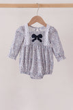 Navy Floral Bow Smocked Bubble Aaria Tees