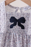 Navy Floral Bow Smocked Bubble Aaria Tees