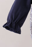 Navy Floral Gown Aaria Tees