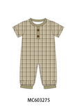 Oat Olive Plaid Romper Aaria Tees