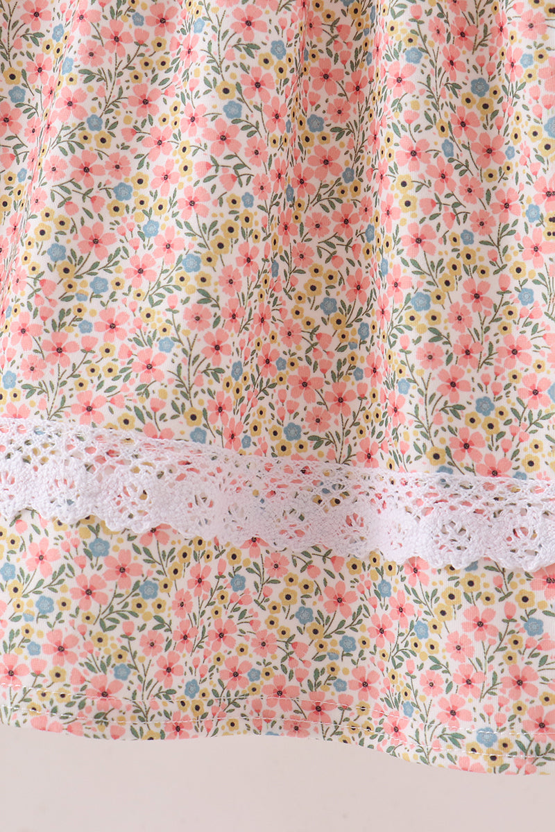 Floral Smocked Lace Dress - Aaria Tees Aaria Tees