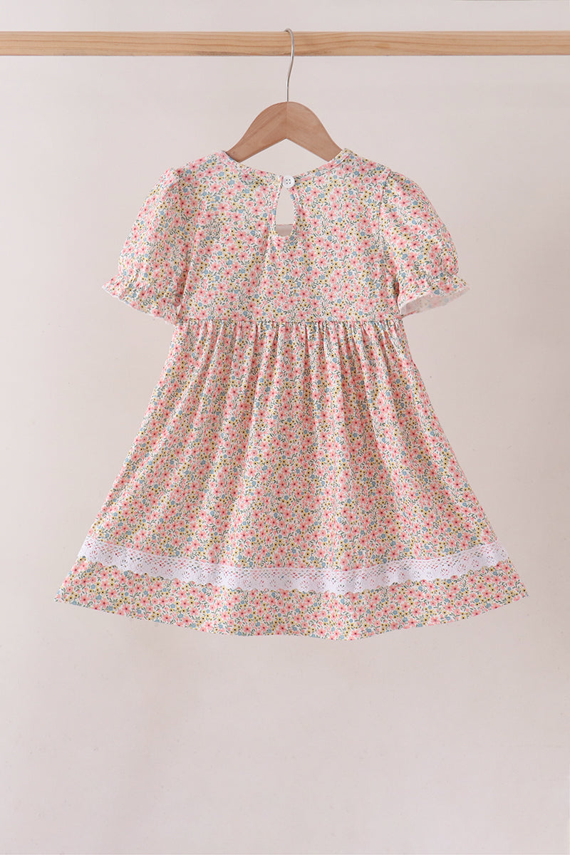 Floral Smocked Lace Dress - Aaria Tees Aaria Tees