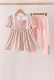 Floral Smocked Lace Pants Set - Aaria Tees Aaria Tees