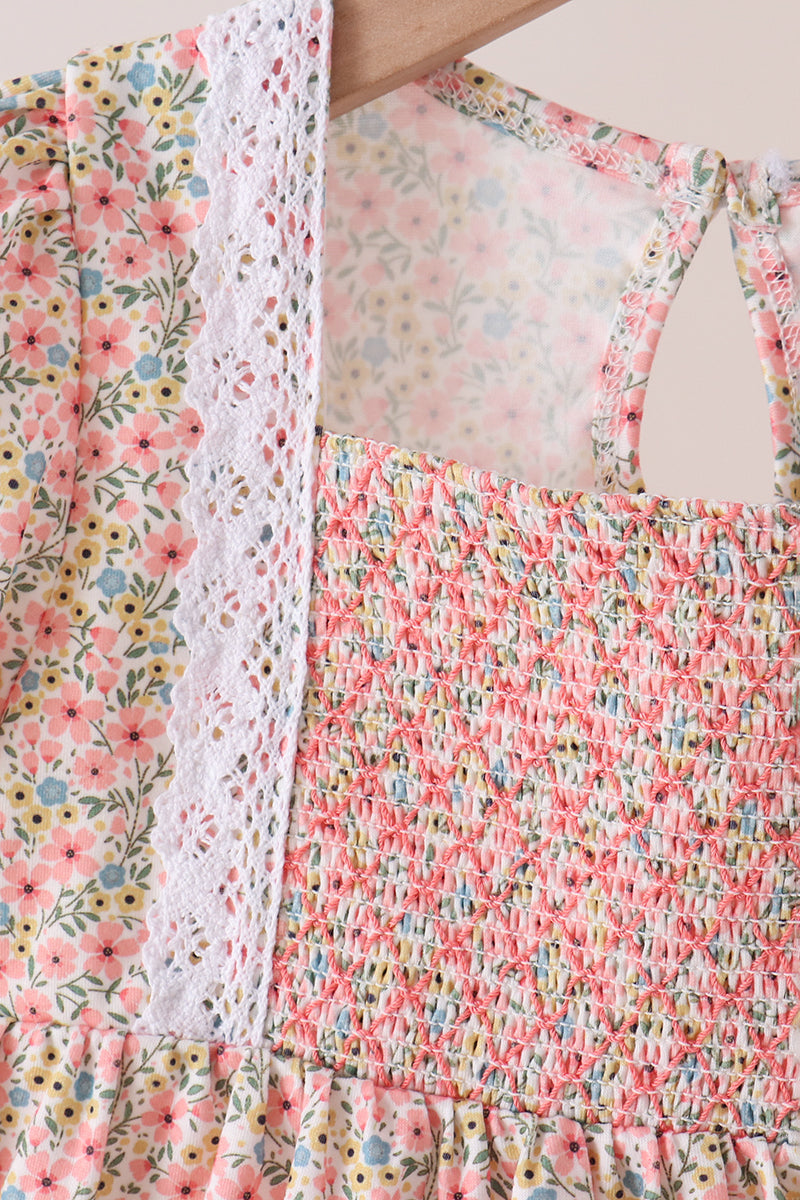 Floral Smocked Lace Pants Set - Aaria Tees Aaria Tees