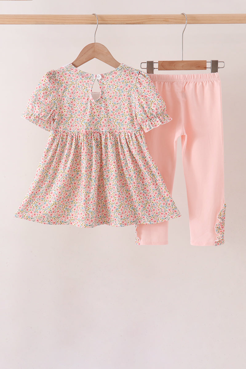 Floral Smocked Lace Pants Set - Aaria Tees Aaria Tees
