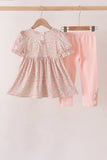 Floral Smocked Lace Pants Set - Aaria Tees Aaria Tees