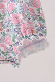 Blue Floral Smocked Ruffle Bubble Aaria Tees