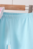Blue Floral Smocked Ruffle Pants Set Aaria Tees