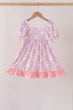 Purple Ghost Smocked Ruffle Dress Aaria Tees