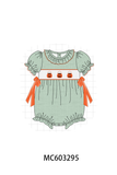 Green Pumpkin Smocked Ruffle Bubble Aaria Tees