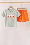 Green Pumpkin Smocked Shorts Set - Aaria Tees Aaria Tees