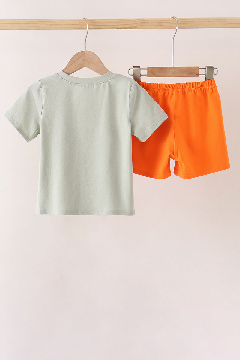 Green Pumpkin Smocked Shorts Set - Aaria Tees Aaria Tees