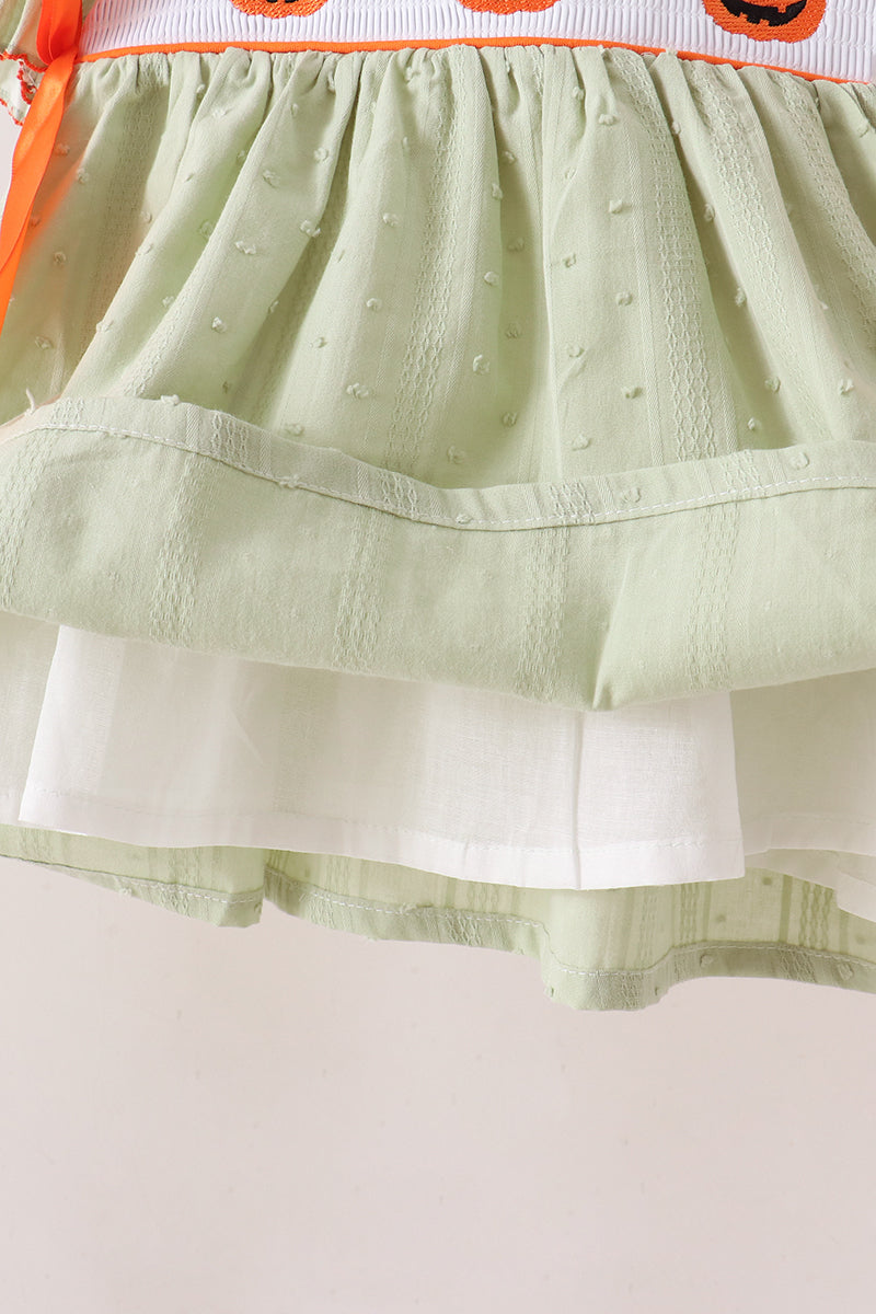 Green Pumpkin Smocked Ruffle Shorts Set - Aaria Tees Aaria Tees