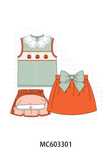 Green Pumpkin Smocked Skorts Set Aaria Tees