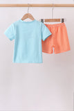 Blue Candy Smocked Gingham Shorts Set Aaria Tees