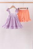 Purple Candy Smocked Ruffle Shorts Set Aaria Tees