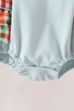 Blue Puppy Pumpkin Embroidery Ruffle Bubble Aaria Tees
