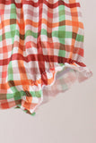 Blue Puppy Pumpkin Embroidery Gingham Bloomer Set Aaria Tees