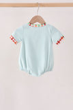 Blue Puppy Pumpkin Embroidery Bubble Aaria Tees